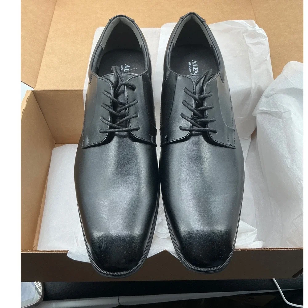 Alfani Mens Memory Foam Derby Shoes Black Dress Lace Up Oxfords Professional